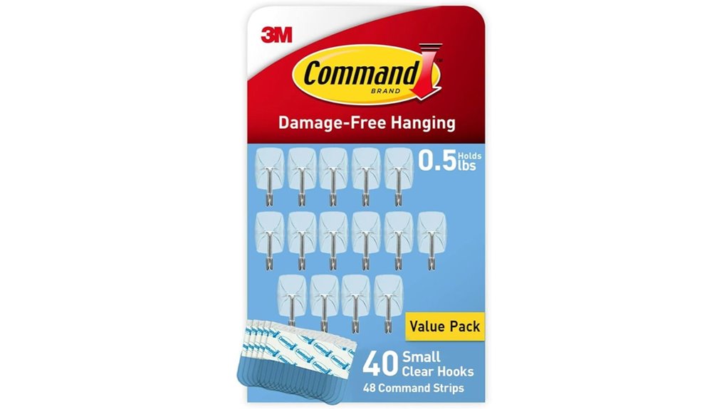 small clear hooks with adhesive strips