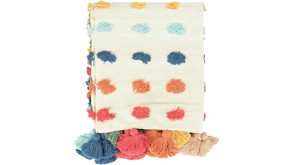 soft cotton throw tassels