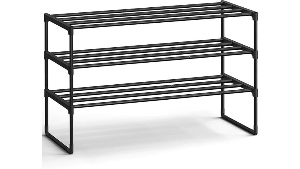 songmics 3 tier shoe rack