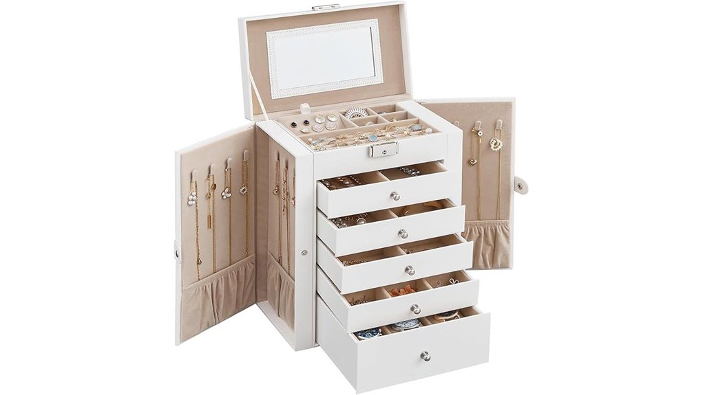 songmics 6 drawer lock mirror