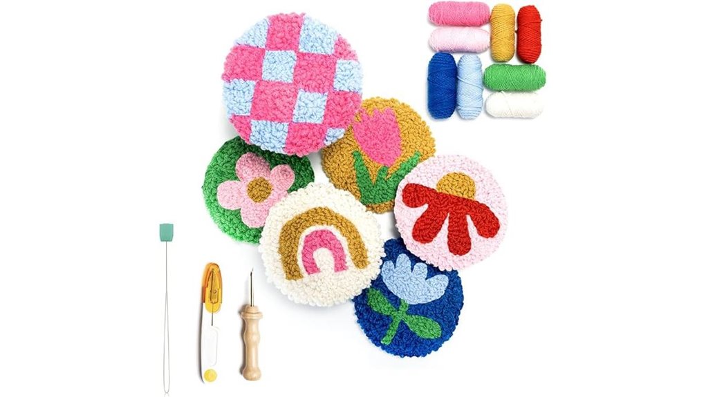 spinny punch needle coasters