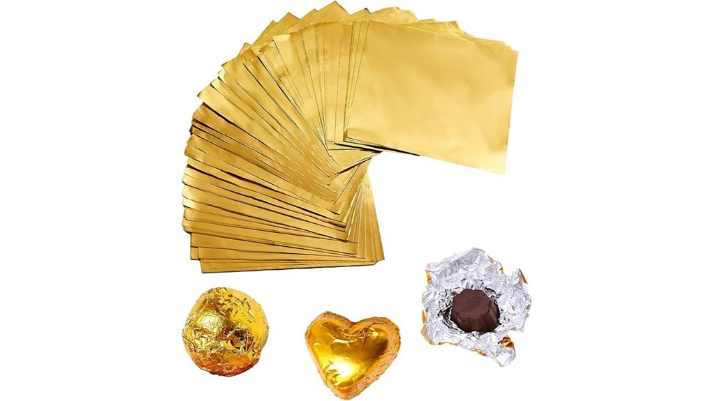 square gold aluminum foil candy wrappers 300 pcs