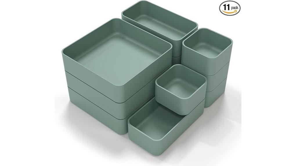 stackable 11 piece drawer organizer