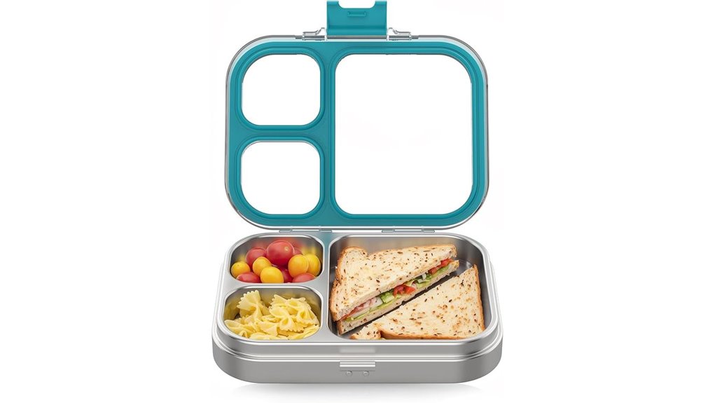 stainless 3 compartment leak proof bento