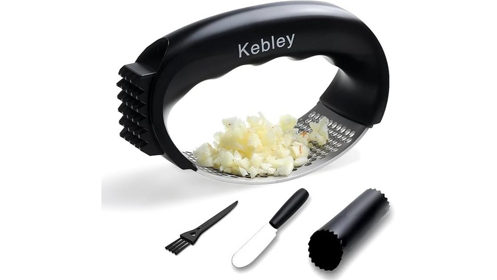 stainless rocker garlic crusher