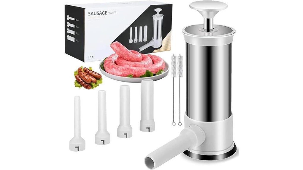 stainless sausage stuffer with four tubes