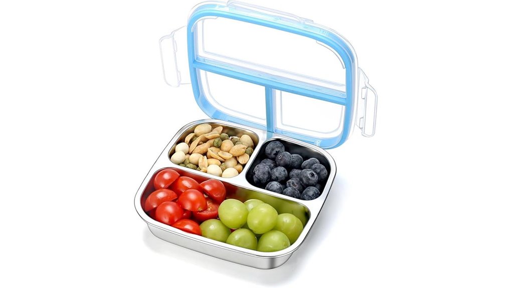 stainless steel 3 compartment bento
