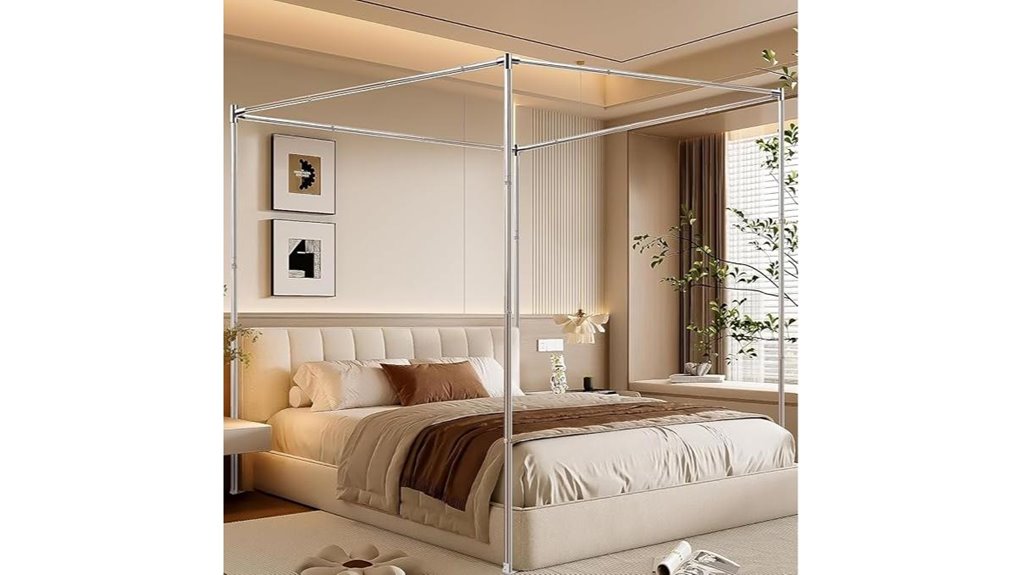 stainless steel canopy bedframe king