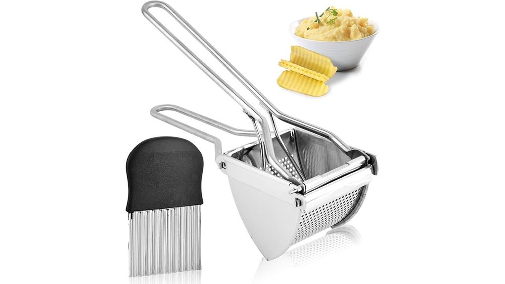 stainless steel potato ricer with cutter