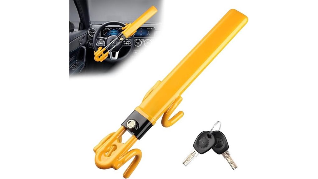 steering wheel lock with double hooks