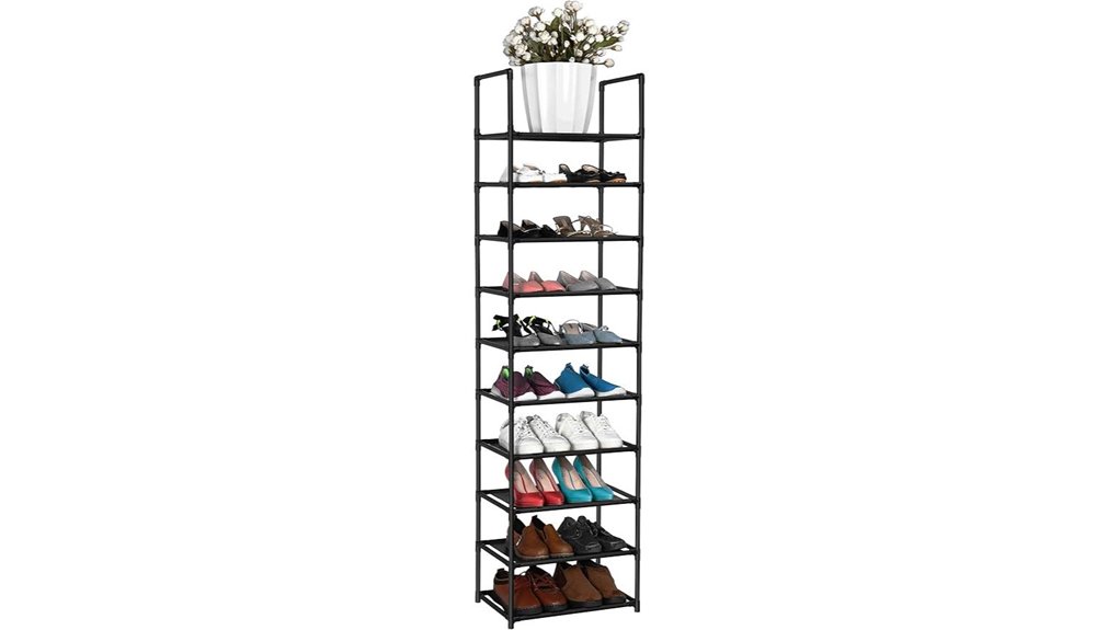 sturdy ten tier shoe rack