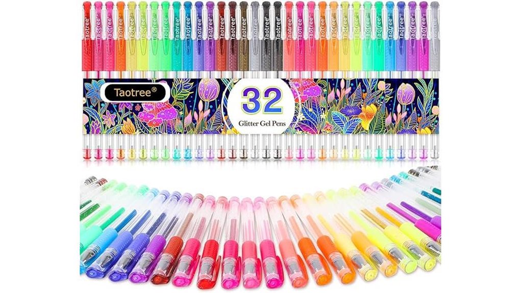 taotree 32 color glitter pens
