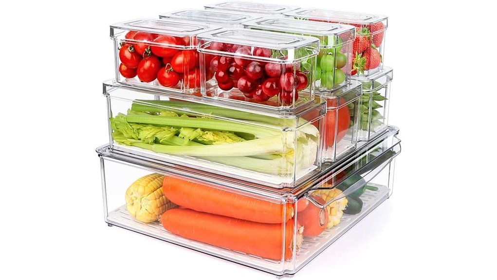 ten pack transparent fridge bins with lids