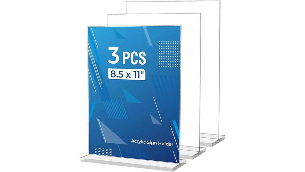 three 8 5x11 acrylic holders