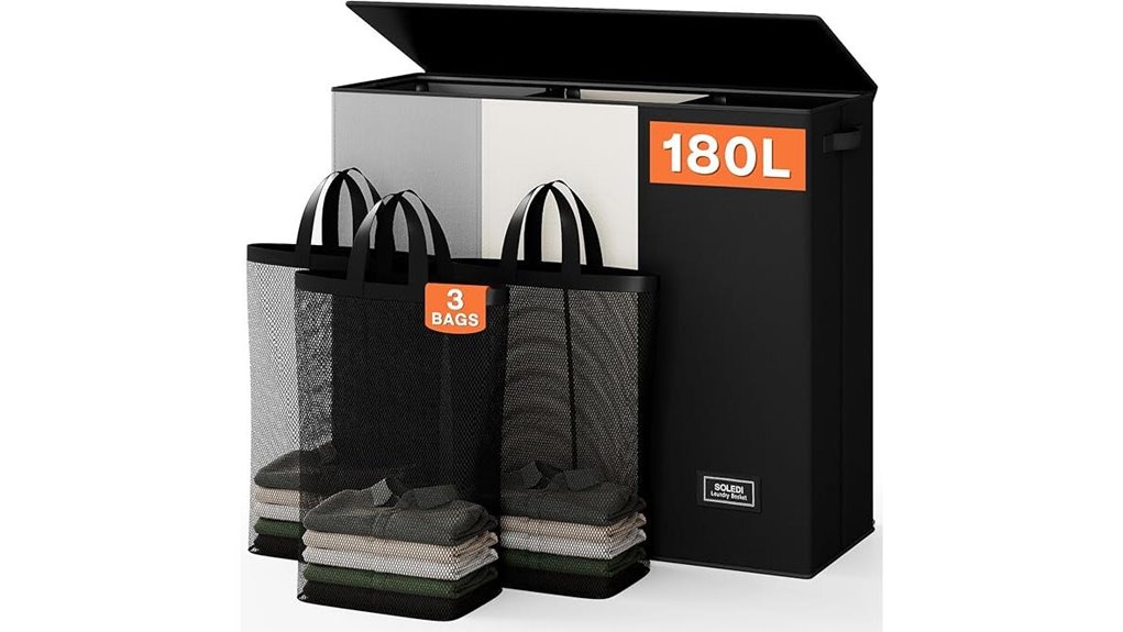 three compartment 180l hamper lid