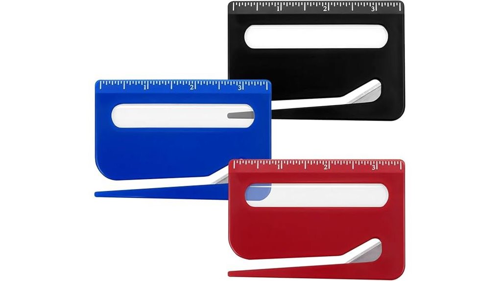 three pack letter openers with ruler