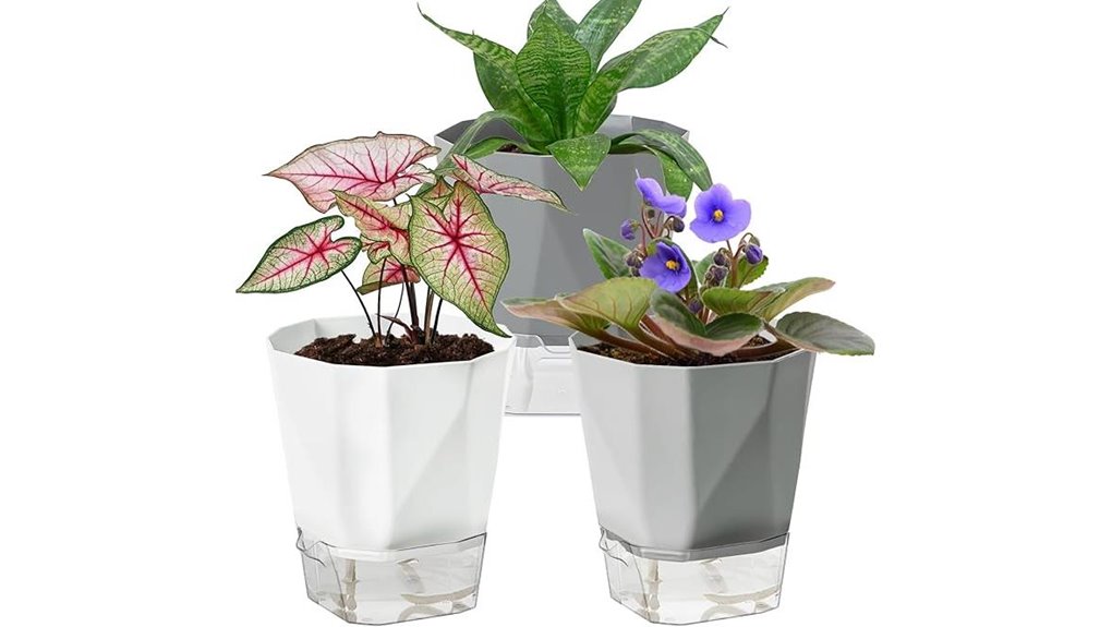 three pack self watering planters