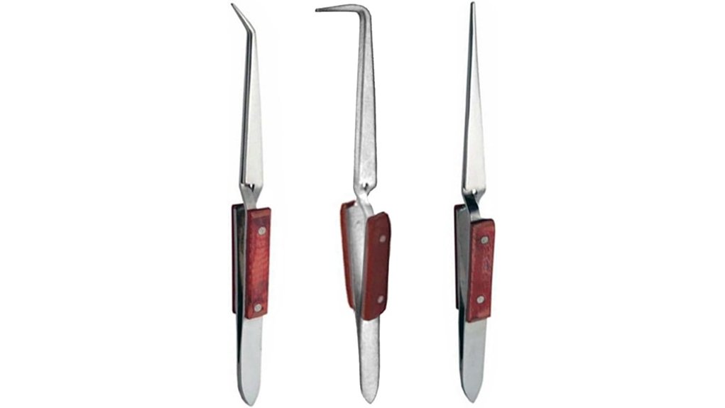 three piece angled straight tweezers