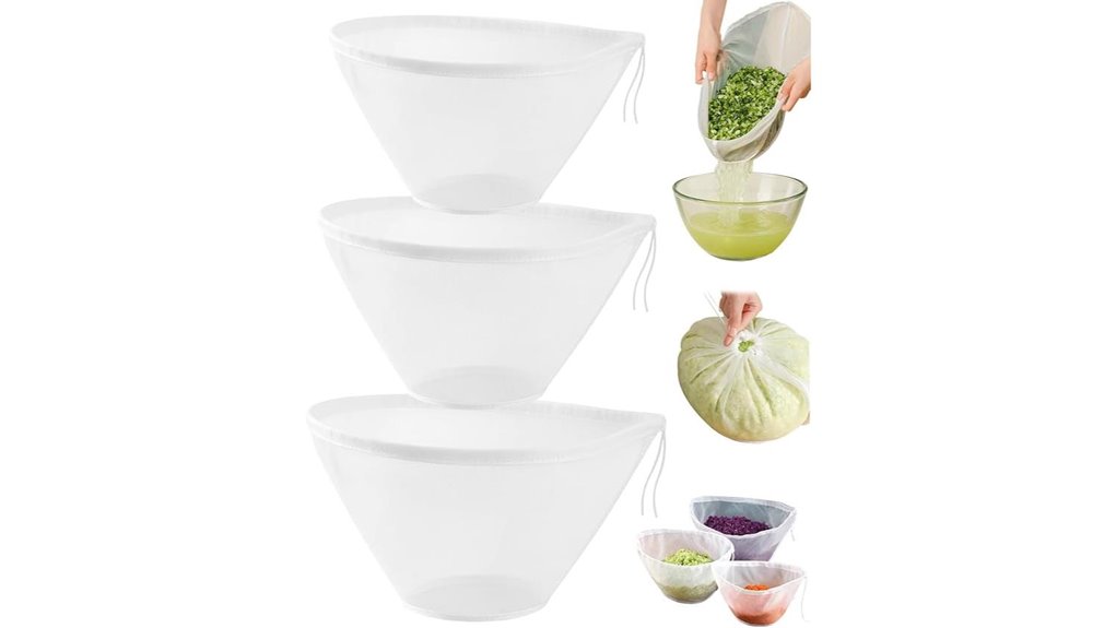 three piece cheesecloth strainer set