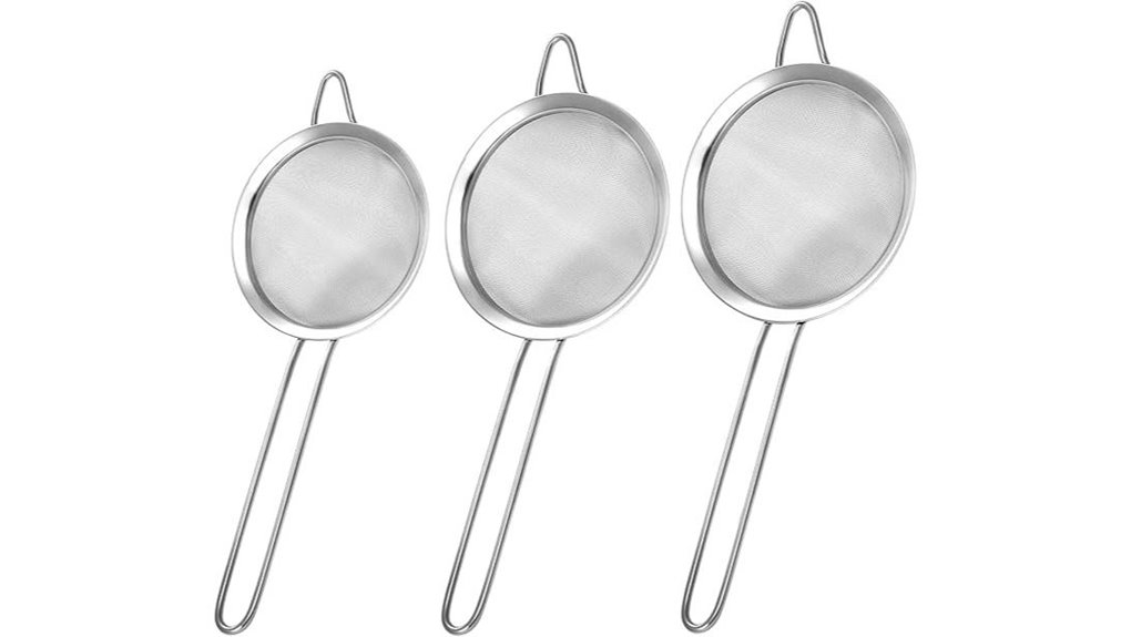 three piece stainless steel strainers
