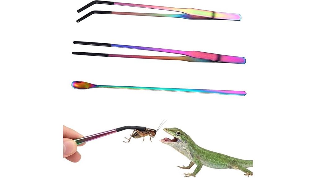 three stainless reptile tongs