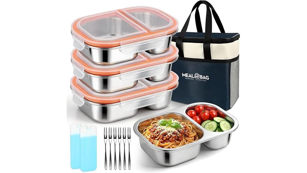 three stainless travel boxes