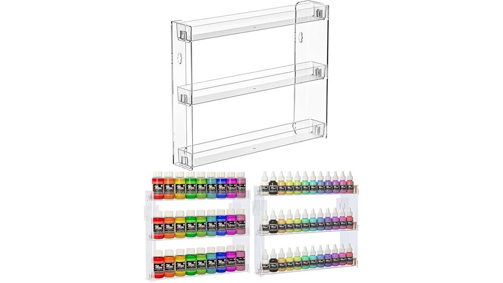 three tier acrylic paint rack