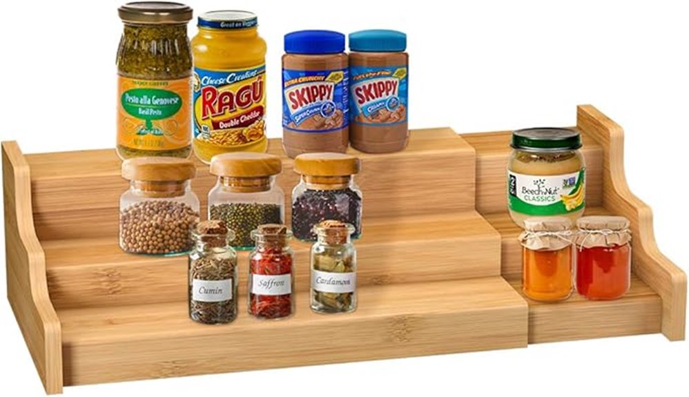three tier bamboo spice organizer