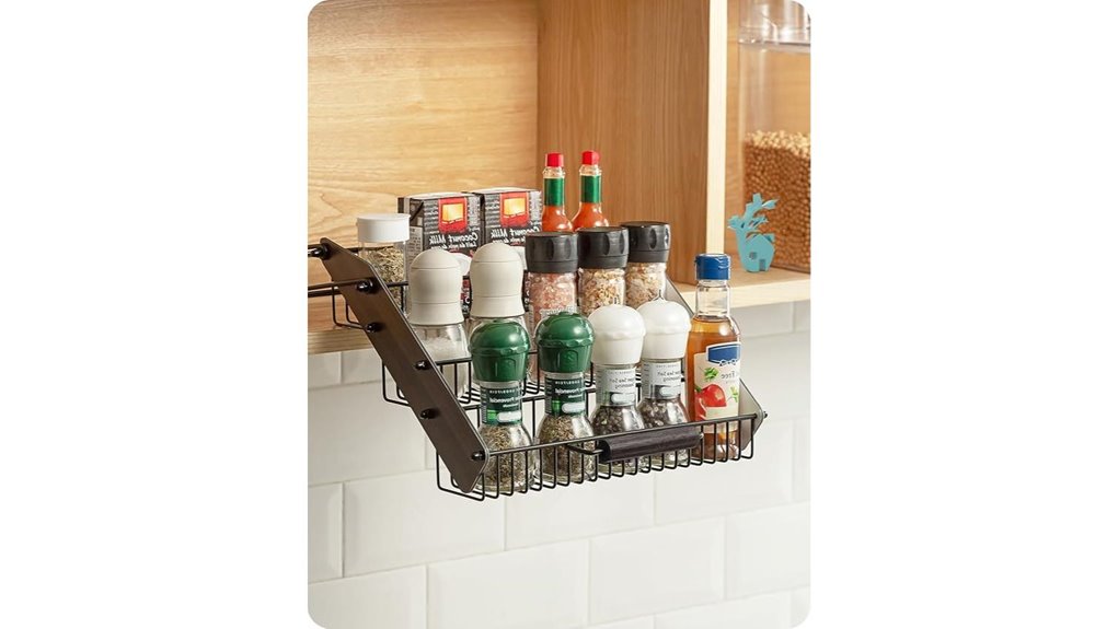 three tier pull down spice rack