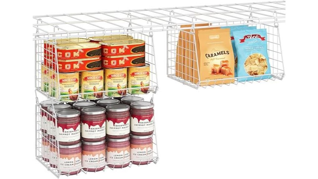 three white rotating baskets