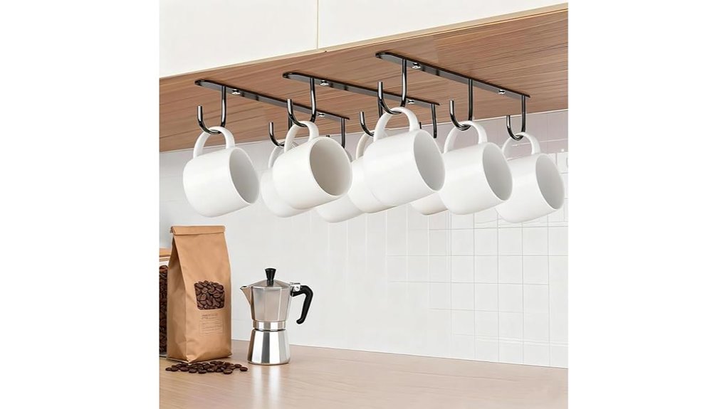 triple under cabinet nine hanger hooks