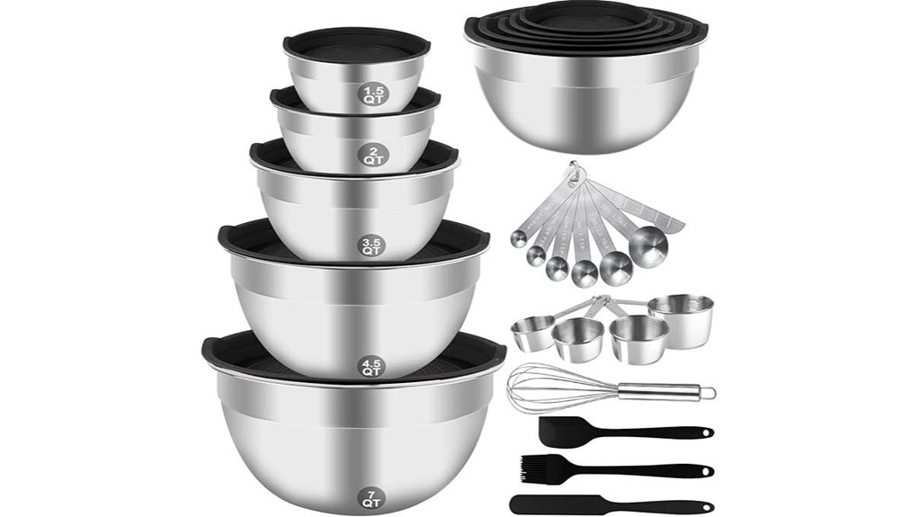 twenty five stainless lidded bowls