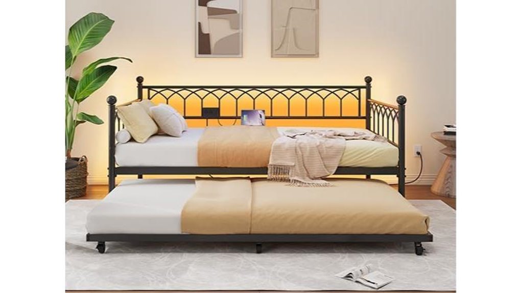 twin daybed trundle lights