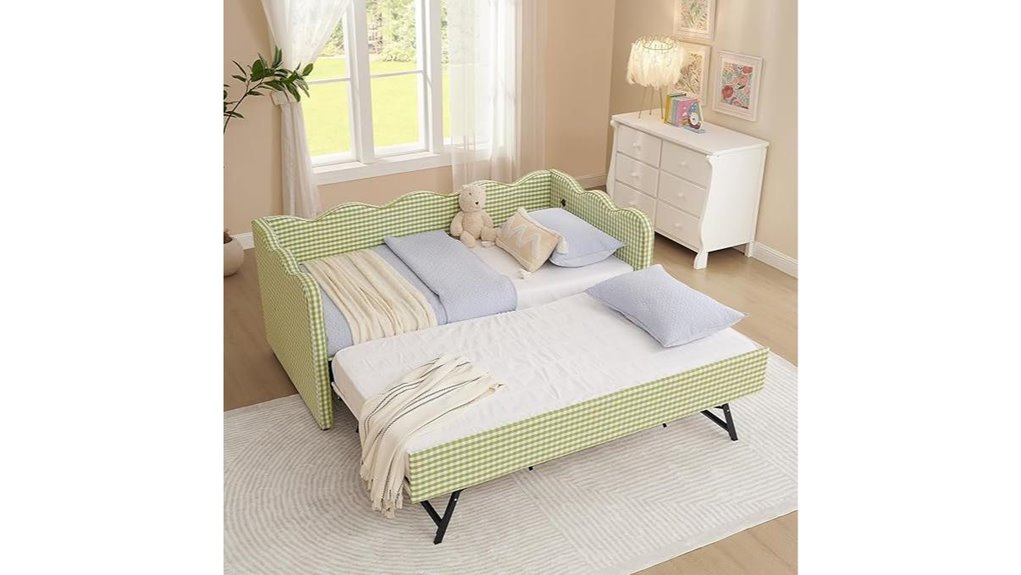 twin daybed with sage green trundle
