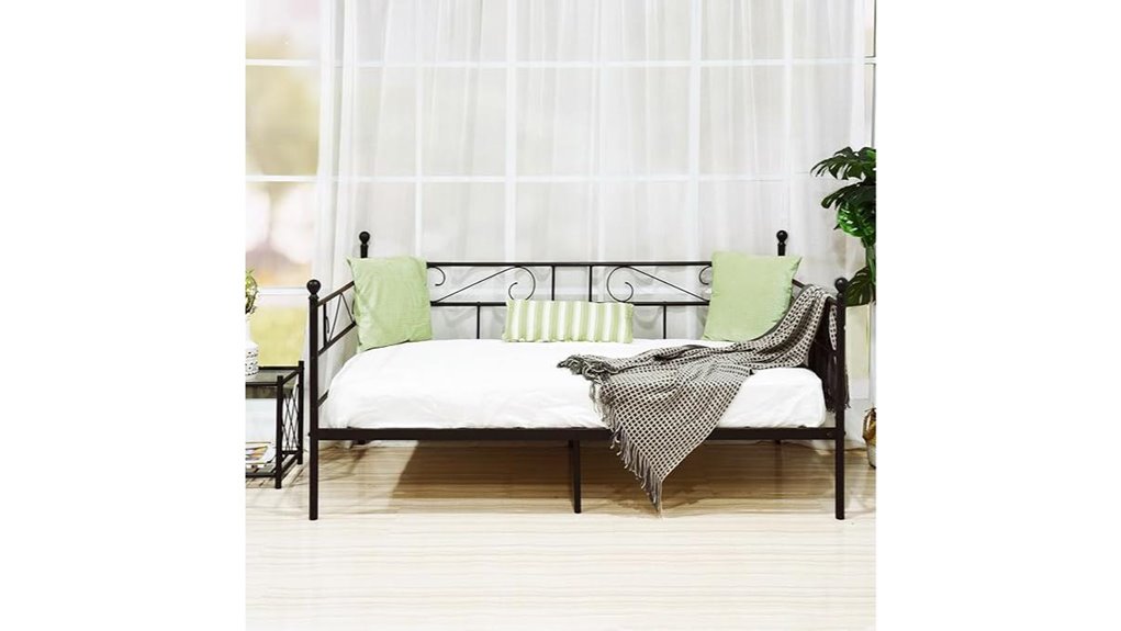 twin size metal daybed frame with headboard