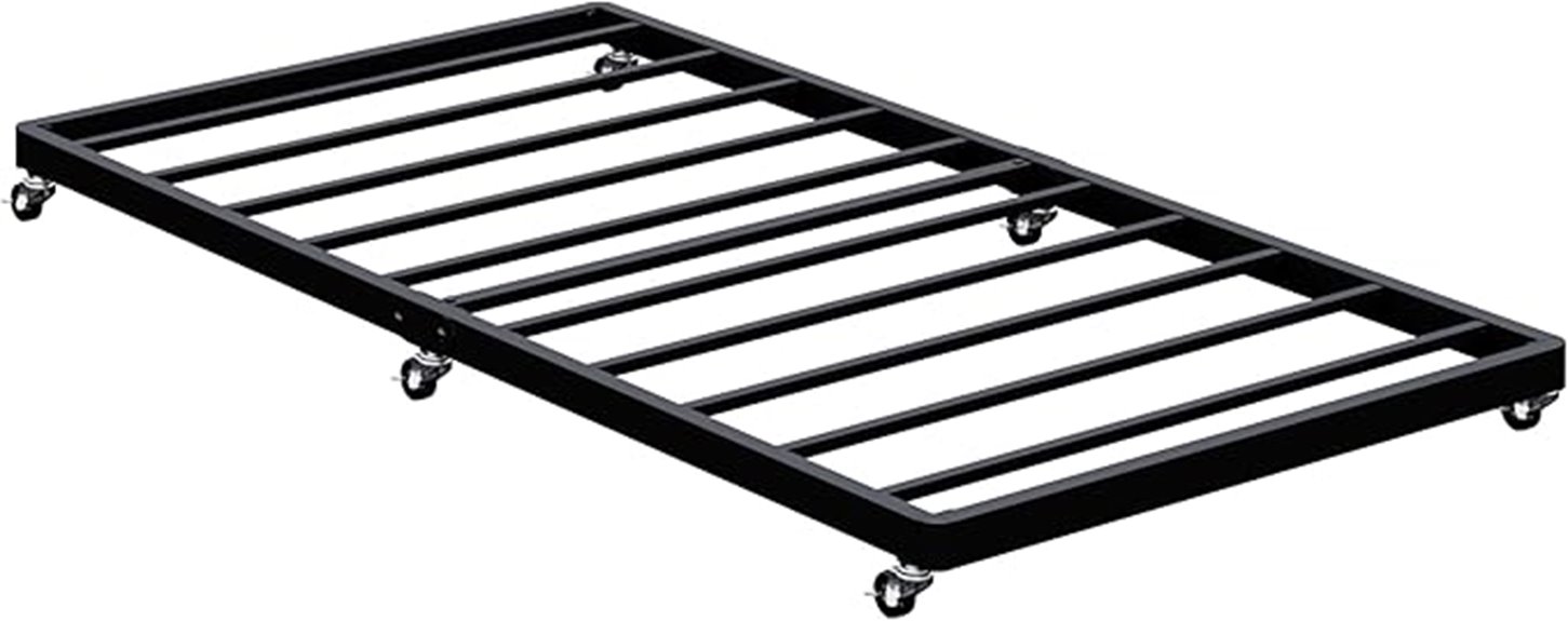 twin trundle bed frame with roll out design