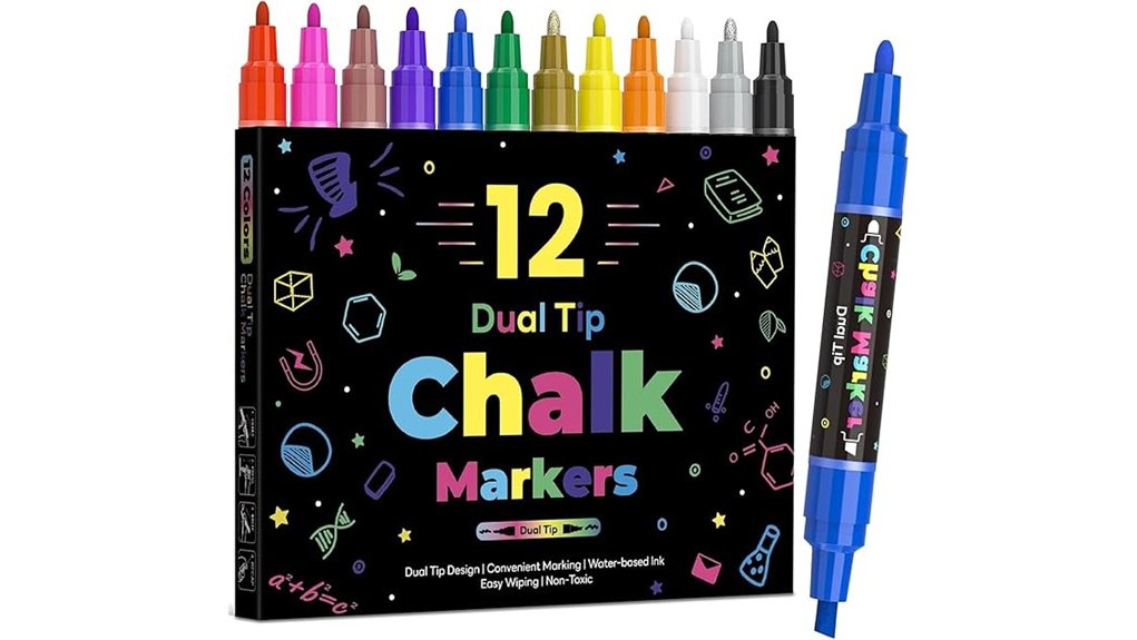 twleve dual tip chalk markers