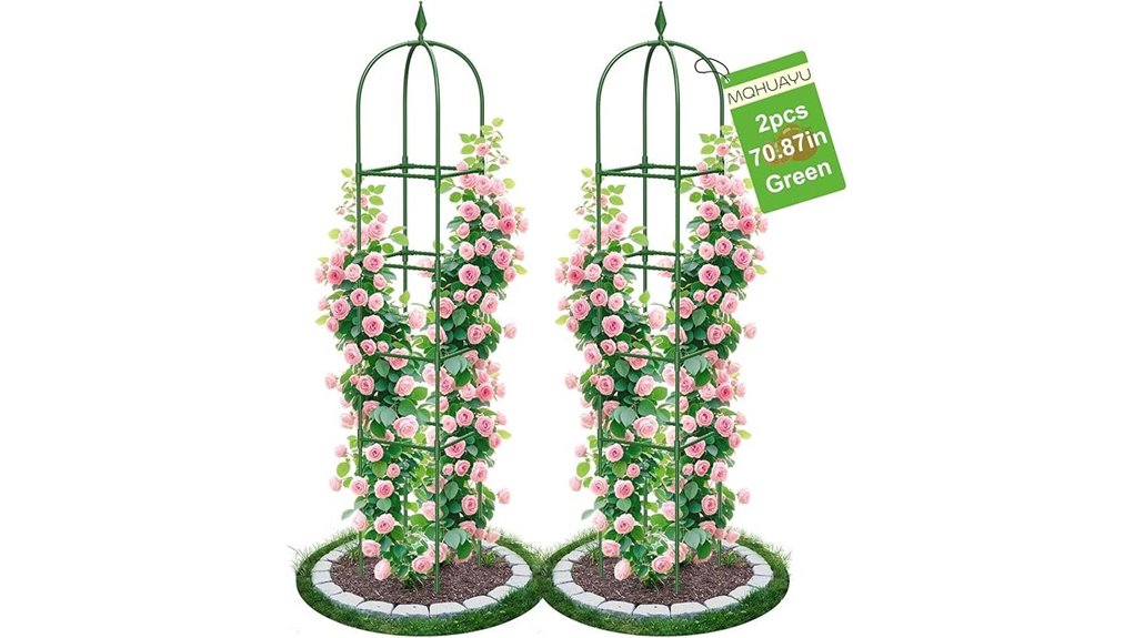 two 71 inch green trellises