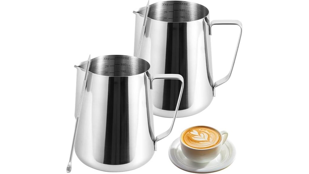 two 900ml milk pitchers with art pen