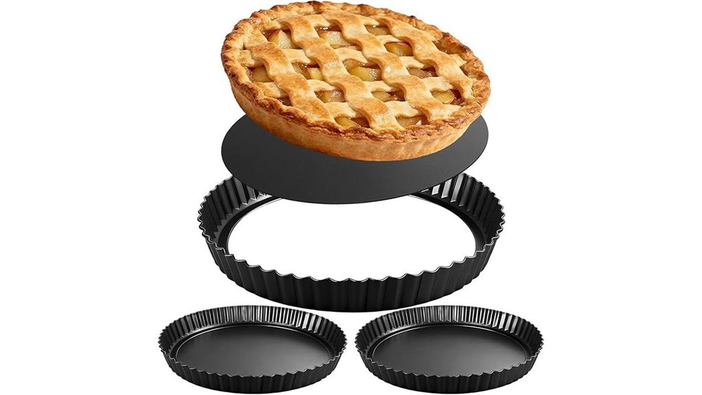 two 9 inch removable bottom tart pans