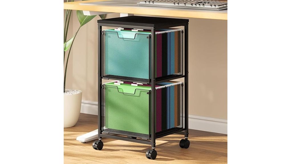 two drawer rolling file cart