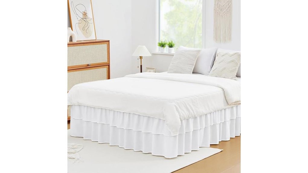 two layer white queen bedskirt
