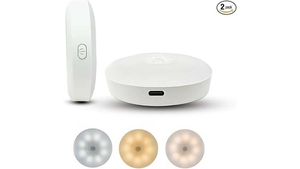 two motion sensing night lights