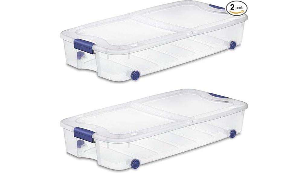 two pack 66 qt underbed bins