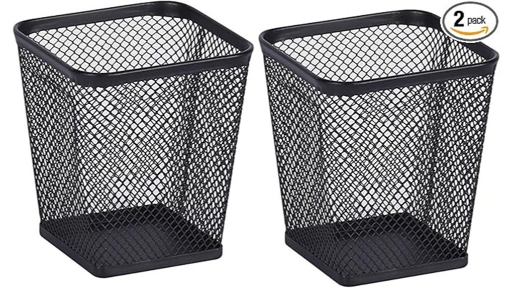 two pack metal mesh pen holders
