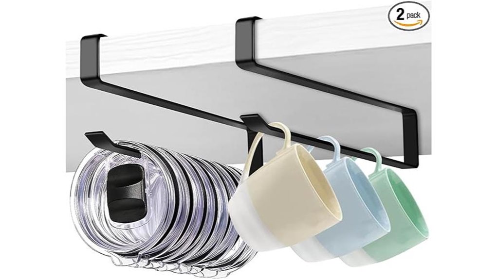 two pack mug lid organizer under cabinet rack