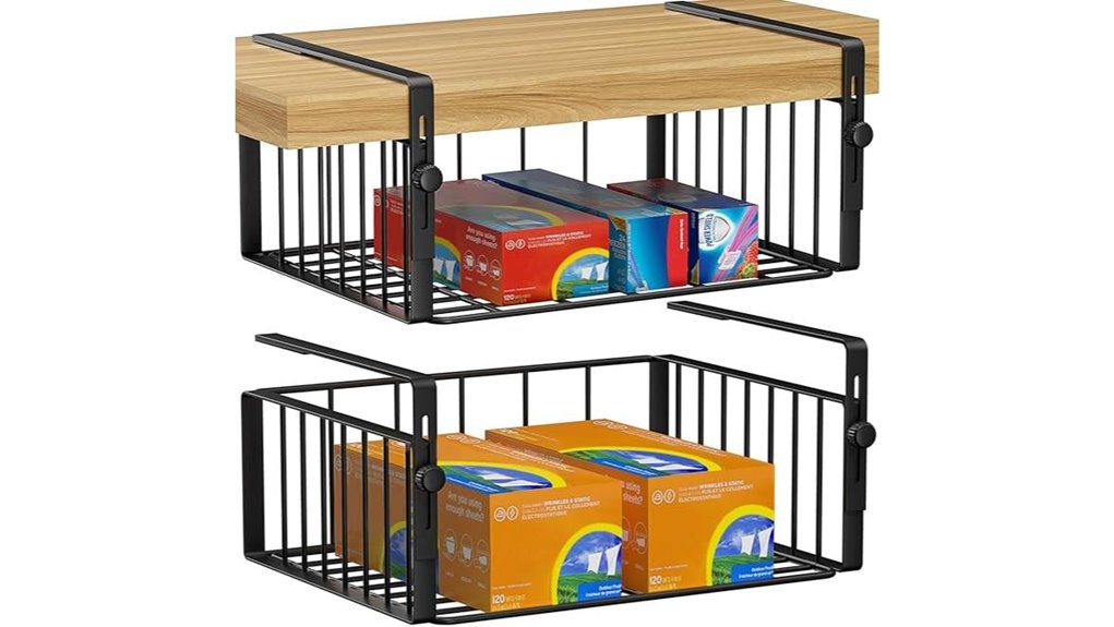 two pack under shelf basket organizer
