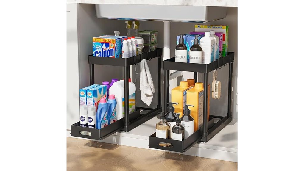 two pack under sink organizers black