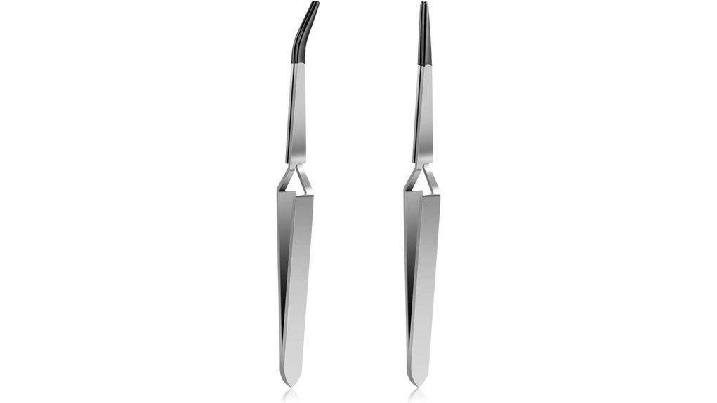 two piece stainless rubber tipped tweezers