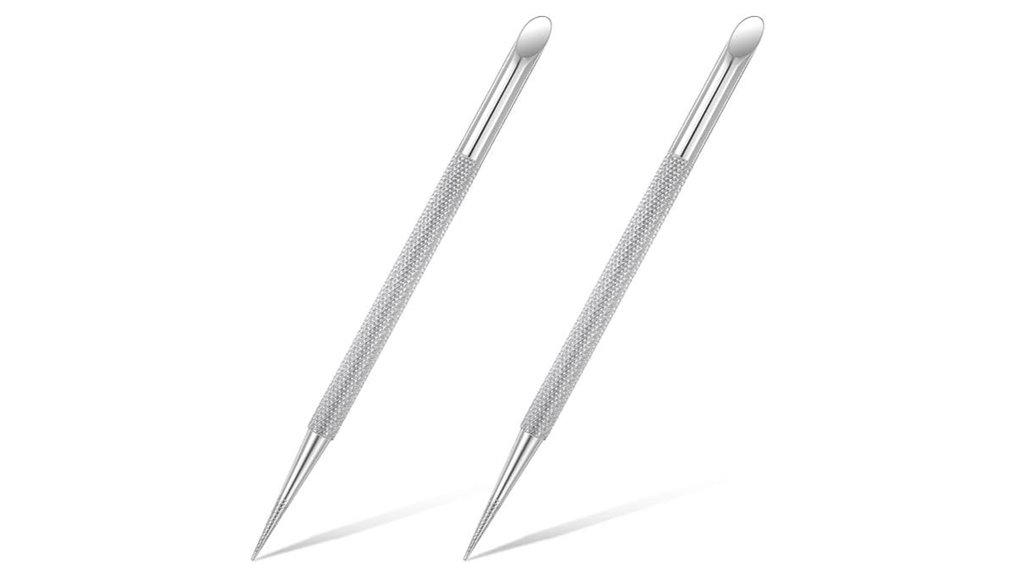 two stainless cuticle pushers